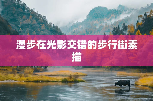 漫步在光影交错的步行街素描